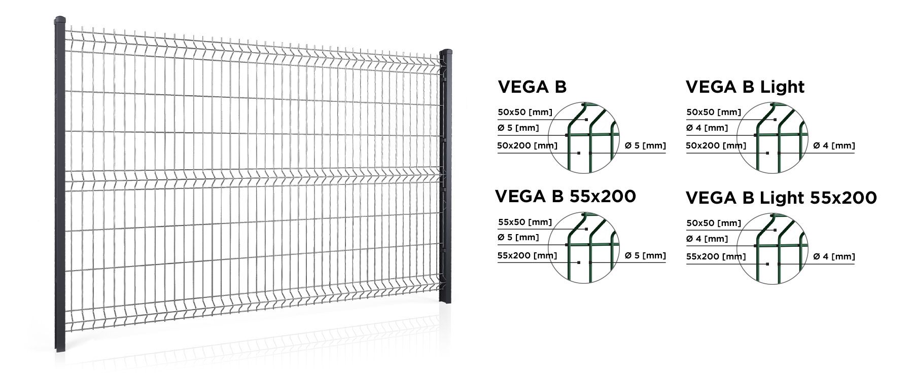 VEGA B, VEGA B Light, VEGA B 55x200 og VEGA B Light 55x200